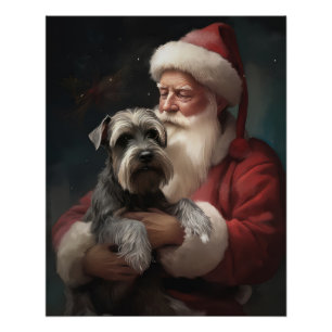 Poster Schnauzer avec Noël Festif du Père Noël
