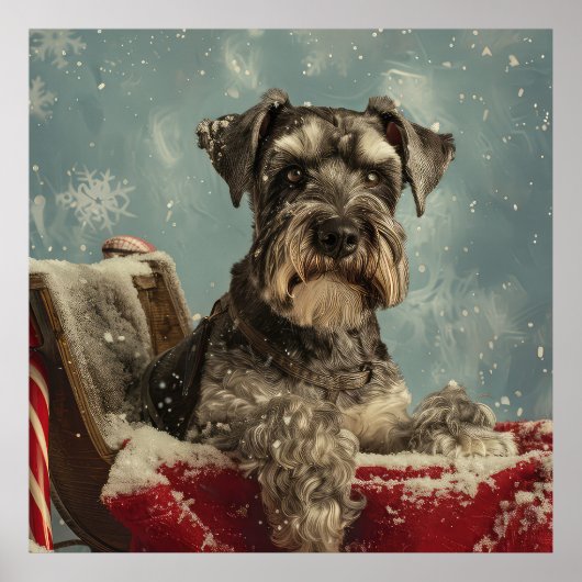 Poster Schnauzer Chien Festif de Noël (Devant)