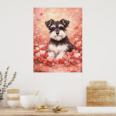 Poster Schnauzer de la Saint-Valentin avec des cœurs (Cuisine)