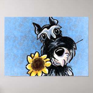 Poster Schnauzer de miniature Sunflower bleu Off-Leash Ar