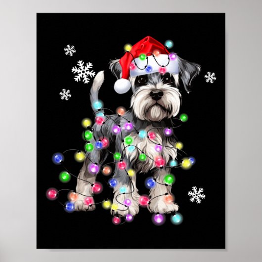 Poster Schnauzer Dog Reindeer Christmas Lights Ugly Xmas  (Devant)