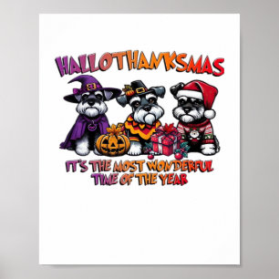 Poster Schnauzer Halloween Thanksgiving Noël Classique