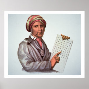 Poster Scholar Cherokee, Sequoyah (1776-1843) (couleur)