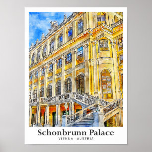 Poster Schonbrunn Palace Vienna Autriche Travel Aquarelle