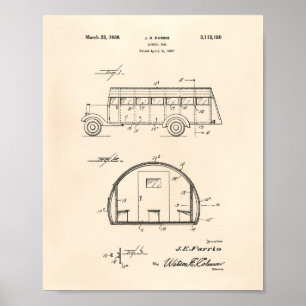 Poster School Bus 1937 Patent Art Old Peper
