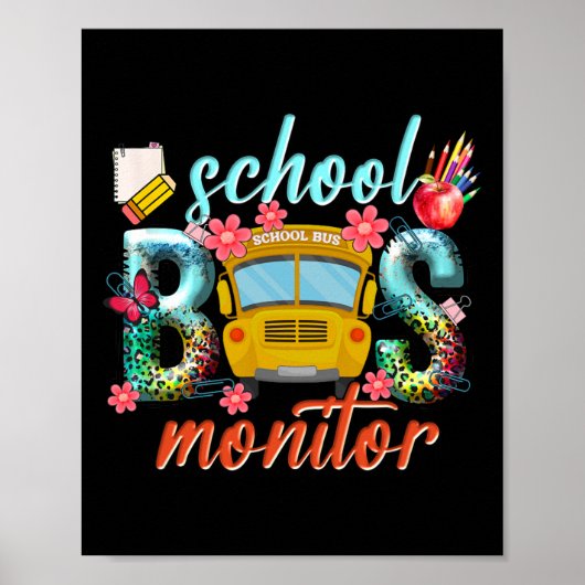 Poster School Bus Monitor School Bus Driver Back To Schoo (Devant)