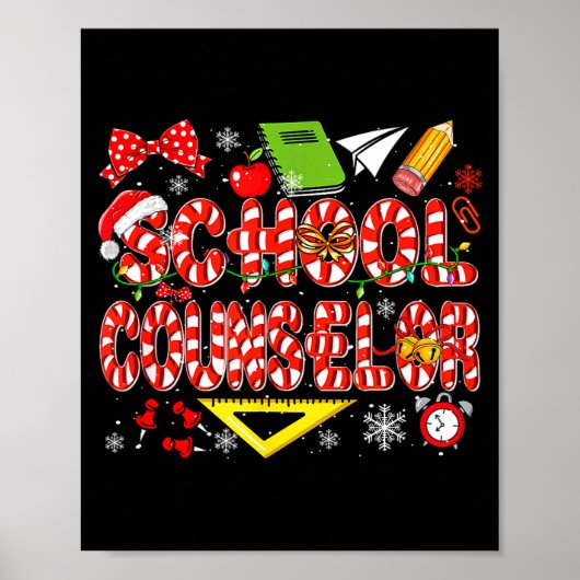 Poster School Counselor Christmas Candy Canes Lover Funny (Devant)