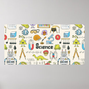 Poster School science doodle set 1. Hand drawn vintage il