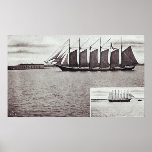 Poster Schooner à 6 mâts passant par Fort Gorges (Devant)