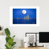 Poster Schooner lunaire—Key West, FL (Bureau à domicile)