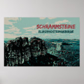 Poster Schrammsteine, Monts Elbe Sandstone (Devant)