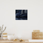 Poster Schwarzer Tempelritter vor einer Burg (Cuisine)
