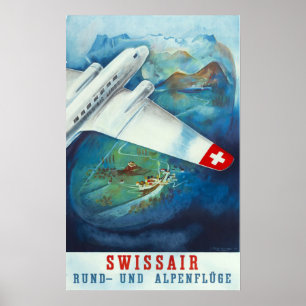 Poster " Schweiz : 1937 - SWISSAIR Rund- und Alpenflüge