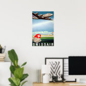 Poster " Schweiz : 1948 - SWISSAIR Werbe Reise ... (Bureau à domicile)