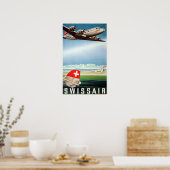 Poster " Schweiz : 1948 - SWISSAIR Werbe Reise ... (Cuisine)
