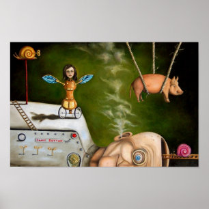 Poster science bizarre - usine de robots