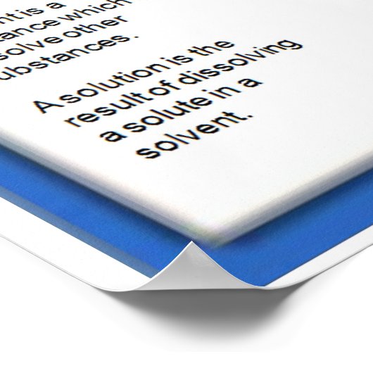 Poster Science, Chimie, Solutions, Solutes, Solvants (Coin)