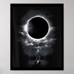 Poster Science de l'éclipse spatiale d'astronaute vintage