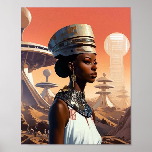 Poster Science-fiction futuriste de la reine afrofuturist (Devant)