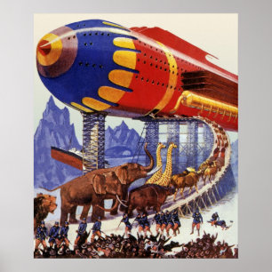 Poster Science-fiction vintage, Animaux sauvages de l'Arc