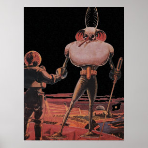 Poster Science-fiction vintage Astronaute Serrer la main