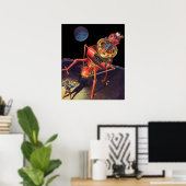 Poster Science-fiction vintage d'astronaute avec robot al (Bureau à domicile)