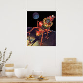 Poster Science-fiction vintage d'astronaute avec robot al (Cuisine)