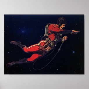 Poster Science-fiction vintage d'astronaute dans l'espace