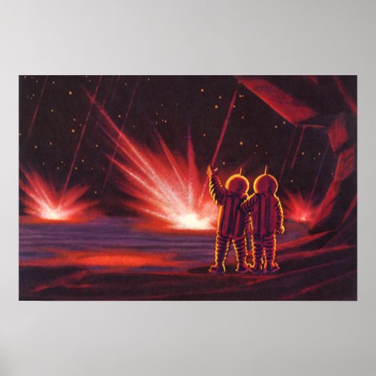 Poster Science-fiction vintage d'explosion d'aliens sur u (Devant)