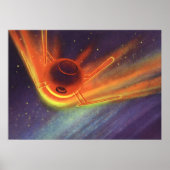 Poster Science-fiction vintage, Fusée brillante dans l'es (Devant)