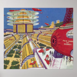 Poster Science-fiction vintage, Futuriste New York