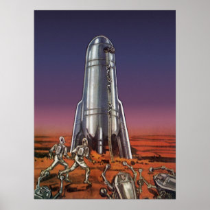 Poster Science-fiction vintage, les astronautes Beetle Al