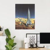 Poster Science-fiction vintage Planète désertique avec ro (Bureau à domicile)