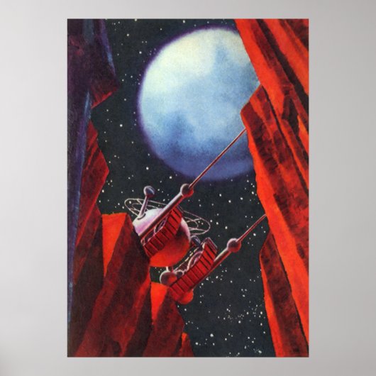 Poster Science-fiction vintage, rover lunaire de l'espace (Devant)