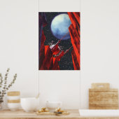 Poster Science-fiction vintage, rover lunaire de l'espace (Cuisine)