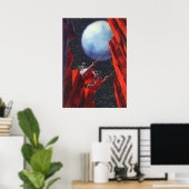 Poster Science-fiction vintage, rover lunaire de l'espace (Bureau à domicile)