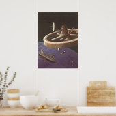 Poster Science-fiction vintage, Station spatiale avec pla (Cuisine)