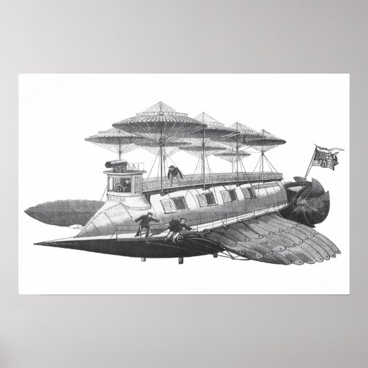 Poster Science-fiction vintage Steampunk Éclipse de dirig (Devant)