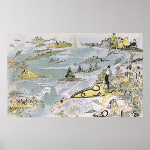 Poster Science-Fiction vintage Voitures futuristes, Taxi