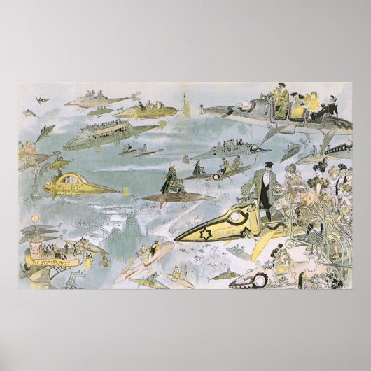 Poster Science-Fiction vintage Voitures futuristes, Taxi (Devant)