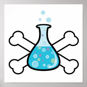 Poster science geek beaker and crossbones design