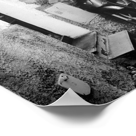 Poster Scooter dans une rue en Italie en noir et blanc (Coin)