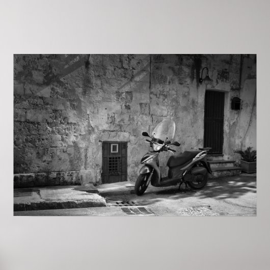 Poster Scooter en noir et blanc (Devant)