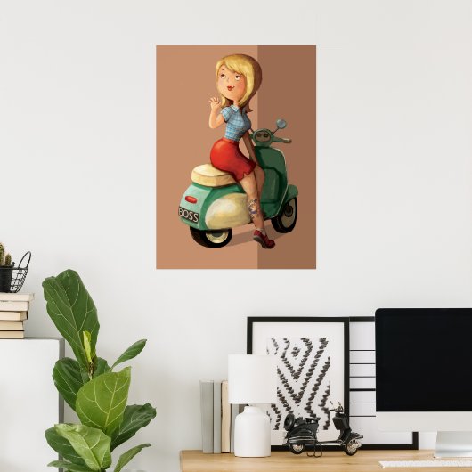 Poster Scooter fille (Bureau à domicile)