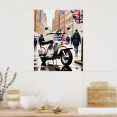 Poster Scooter Mods', Union Jack, Brighton, Parka (Cuisine)