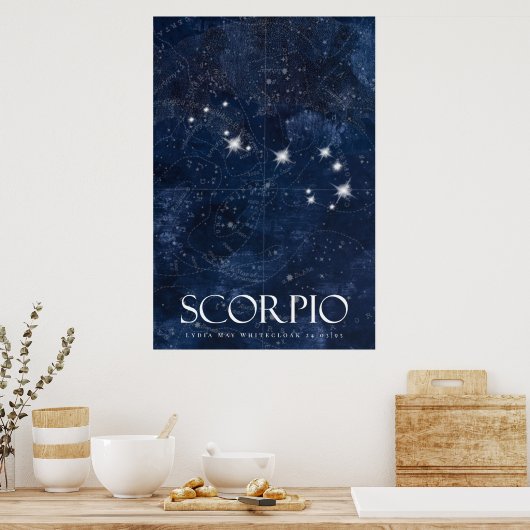 Poster Scorpio avec nom, signe étoile zodiac (Cuisine)