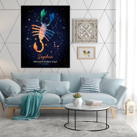 Poster Scorpio Constellation Zodiaque Aquarelle Galaxie