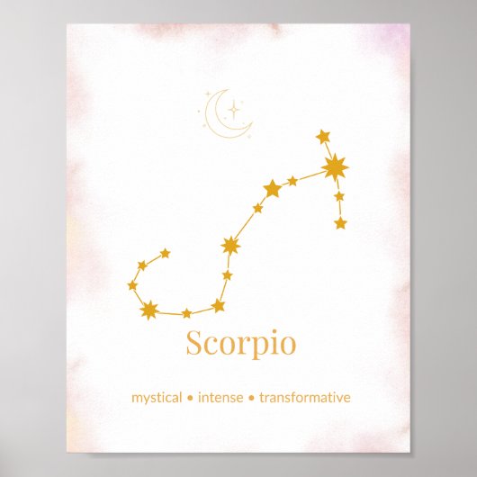 Poster Scorpio Gold Zodiac Wall Art – Celestial Constella (Devant)