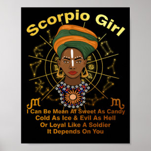 Poster Scorpio Queen Sweet As Candy Birthday Black Women