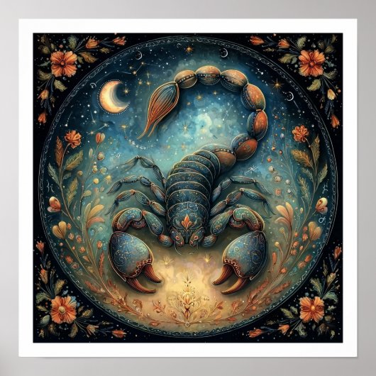 Poster Scorpio Zodiac Birth Sign Astrology Celestial (Devant)